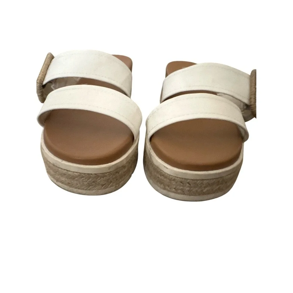 MIA Cream‎ Double-Strap Espadrille Platform Slide Sandals